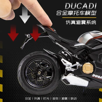 1:12 Ducati V4S Motocicleta Model de Simulare de Sunet Și Lumină Aliaj de Locomotivă de Jucărie Curse Colecție de Decorare Ziua de nastere Cadouri