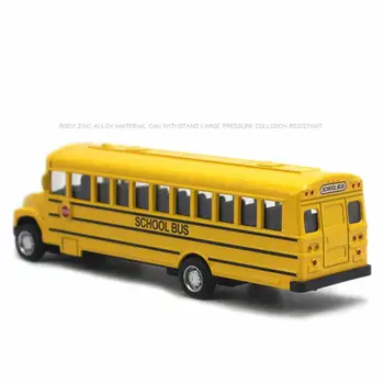 1:43 Aliaj Clasic Autobuz Școlar Modelul 14cm Galben Copiii Trage Înapoi Mașină de Jucărie Decorare Jucării Pentru baieți Jucarii pentru Copii 0