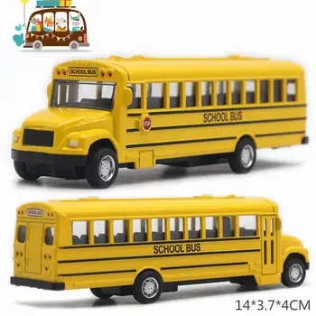 1:43 Aliaj Clasic Autobuz Școlar Modelul 14cm Galben Copiii Trage Înapoi Mașină de Jucărie Decorare Jucării Pentru baieți Jucarii pentru Copii 4
