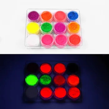 12color Neon Pigment Stralucitor Pulbere Fluorescentă Sclipici Unghii Ombre Chrome Praf DIY Manichiura Pentru Unghii Art Decor 2