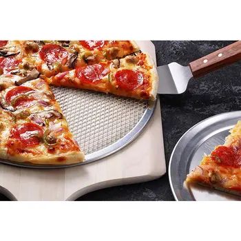 1buc Pizza Copt Ecran de Aluminiu Ochiuri Rotunde de Pizza Ecran de Copt Crusta Subtire Tava de Plasă de Sârmă de Aluminiu Tava de Copt Pizza Instrument