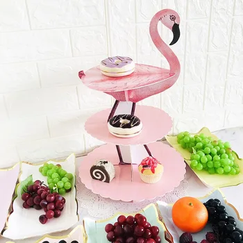 1buc Prajitura Sta Decor Nunta Flamingo Tema Tort Petrecere Stand Set Decorare Tort de zi de Naștere Petrecere Hawaiian Prajitura Sta