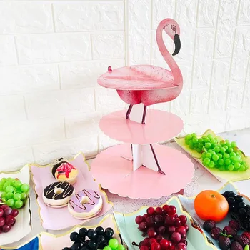 1buc Prajitura Sta Decor Nunta Flamingo Tema Tort Petrecere Stand Set Decorare Tort de zi de Naștere Petrecere Hawaiian Prajitura Sta 3