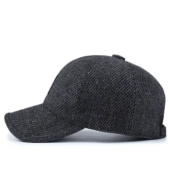 2021 Nou capac de Lână Tricotate Design de Iarnă Șapcă de Baseball pentru Bărbați Îngroșa Cald Pălării cu Earflaps cald pălărie veche
