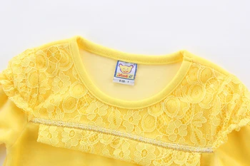 2021 nou stil velur baby girl bază bluza de moda de primăvară tricou din dantela cu maneca lunga T-shirt pentru copii drăguț haine de petrecere
