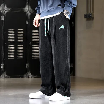2022 Bărbați Supradimensionate Pantaloni Negri Largi Jogger coreean Streetwear Y2k Pantaloni Barbati Largi de Catifea Largi Picior Lungi Casual Elastic Moale