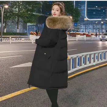 2022 Noi Femeile De Iarnă Jos Căptușit Sacou Cald Îngroșa Supradimensionat Strat De Bumbac Coreean Pierde Mare Guler De Blană Parka Coat Jacheta De Iarna