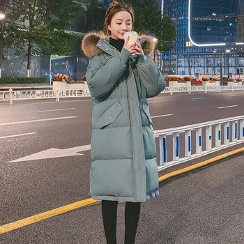 2022 Noi Femeile De Iarnă Jos Căptușit Sacou Cald Îngroșa Supradimensionat Strat De Bumbac Coreean Pierde Mare Guler De Blană Parka Coat Jacheta De Iarna 1