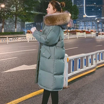 2022 Noi Femeile De Iarnă Jos Căptușit Sacou Cald Îngroșa Supradimensionat Strat De Bumbac Coreean Pierde Mare Guler De Blană Parka Coat Jacheta De Iarna 2