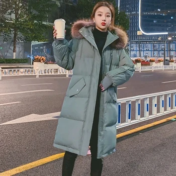 2022 Noi Femeile De Iarnă Jos Căptușit Sacou Cald Îngroșa Supradimensionat Strat De Bumbac Coreean Pierde Mare Guler De Blană Parka Coat Jacheta De Iarna 3