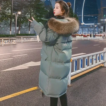2022 Noi Femeile De Iarnă Jos Căptușit Sacou Cald Îngroșa Supradimensionat Strat De Bumbac Coreean Pierde Mare Guler De Blană Parka Coat Jacheta De Iarna 4