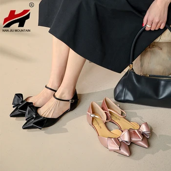 2022 Pantofi Plat Pentru Femei Fundita Unic De Pantofi Primavara-Vara Sandale De Culoare Solidă Subliniat Toe Pantofi Femeie