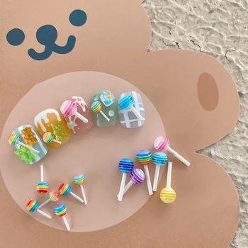 20buc se Amestecă Culori Drăguț Lollipop Bomboane Mini Decoratiuni de Unghii de Arta 3D Jeleu Gummy Bear Unghii Farmece Desene animate DIY Accesorii Manichiura