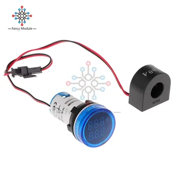22mm Cerc Mini Panou Digital cu LED-uri Voltmetru, Ampermetru AC 50-500V 0-100A Curent Indicator de Tensiune Metru Volt Amp Tester Detector
