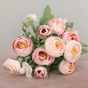 30cm Roz de Mătase Buchet Bujor Flori Artificiale DIY Mireasa Nunta Decor Acasă Fals Flori Faux Crăciun Trandafiri Flori