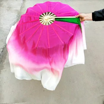 360 de Grade de Fani ai Dansului Clasic Pliabil Dans Fan față-verso Lotus Lotus Frunze în Formă de Gradient Două Culori Dans Ventilator de Mână