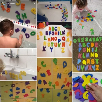 36BUC/Set Alfanumerice Puzzle Scrisoare de Baie pentru Copii Jucarii Moale EVA Copiii Apă pentru Copii Jucării pentru Baie de Învățământ Devreme de Aspirație de Până Jucărie