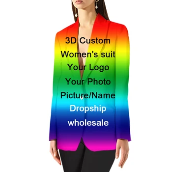 3D Personalizate Imprimate Sacou pentru Femei Sacou Moda High Street Sacouri Nou Stil Supradimensionate Doamnă Elegant Sacou Elegant American