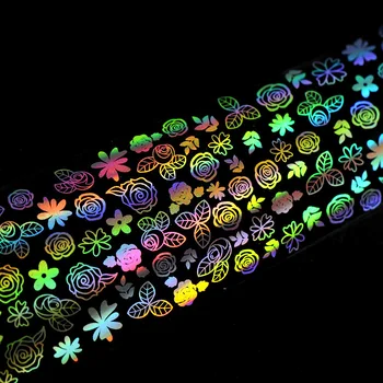 4*100cm Holografic Unghii Autocolant Folie de Flori Modele Unghii Autocolant de Transfer de Apă Decalcomanii de Unghii Decoratiuni Accesoires