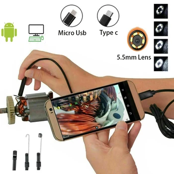 5.5 MM Masina Endoscop 480P Conducte Video Endoscopica Micro USB Inspecție Șarpe Camera Tip c de Canalizare Bronhoscop pentru Smartphone Android 0