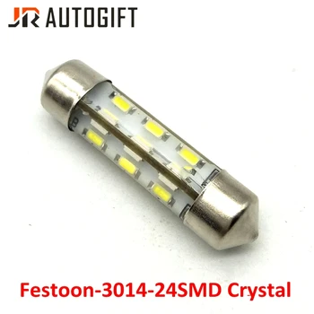 50PCS 12V/24V Alb LED-uri Auto de interior lumini de Feston 31/36/39/41mm 3014 24SMD 3014 Cupola de Cristal lumini