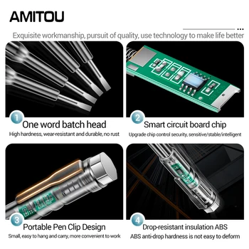 AMITOU B13 Șurubelniță Electrică Tester de Tensiune cu LED cu Luminozitate Mare de Inducție de Măsurare Pen 24-250V Zero Live Wire Detector de Instrumente 0