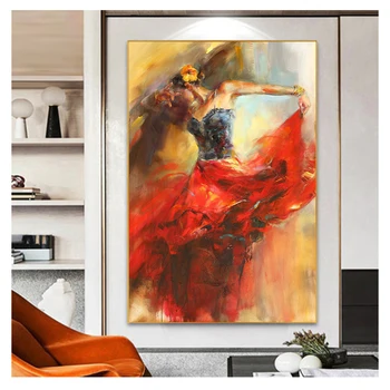 Art Ulei Panza Pictura De Epocă Figura Postere Si Printuri De Arta De Perete Imagine Modernă Hme Decor Flamenco Spaniol Frumusete Dansatoare