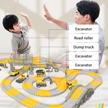 Asamblare Diy Jucarii Tren Feroviar Feroviar Auto Copii Inginerie Camion Excavator Model de Interacțiune Timpurie Educative pentru Copii Jucarii