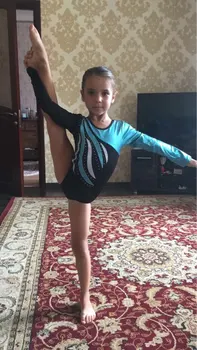 BAOHULU Maneca Lunga Mozaic de Gimnastică Salopeta Tricou pentru Dans Fată Costum Gimnastica Tricouri Acrobație Copii de Dans Uzura