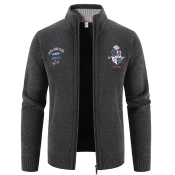 Barbati Cardigan Pulovere Jachete Slim Încape Casual Sweatercoats de Înaltă Calitate pentru Bărbați de Iarnă mai Gros Cald Stand-up guler Cardigan 3XL