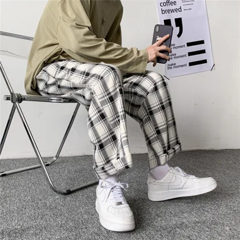 Barbati Casual Moda Streetwear Carouri Pantaloni Sudoare Coreean Verificat Pantaloni Sex Masculin Fundul Largi Picior Pantaloni De Trening Harajuku Mens Îmbrăcăminte