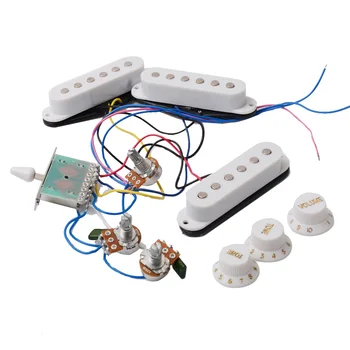 Chitara electrica de Preluare Cabluri Precablat 5-way Switch 2T1V Multi Tip Pickup pentru ST Chitara Electrica, Negru-Alb