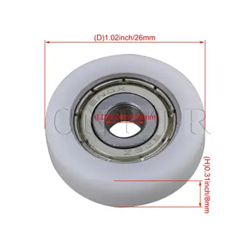 CNBTR 8PCS Plastic Plat rolei de Ghidare Rulment Roți 6x26x8mm pentru Fereastra
