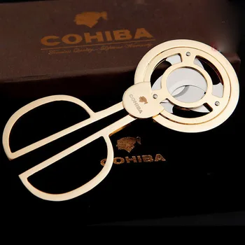 COHIBA Triple 3 Lame din Otel Inoxidabil Placat cu Aur Cutter Trabuc Buzunar Gadget-uri Zigarre Cutter Cutit Trabucuri Cubaneze Foarfece 843F
