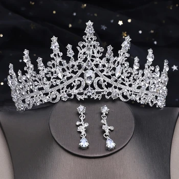 Coroane de nunta pentru Mirese Regina Coroana de Aur Diademe și Coroane pentru Femei Stras Nunta Mireasa Tiara Headpieces Mireasa Bentita