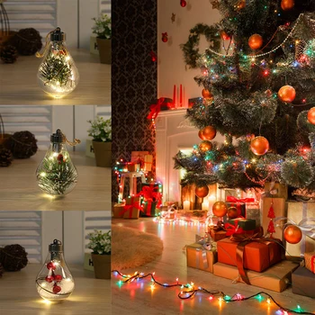 Crăciun Bec LED Mingea Pomul de Craciun Ornament Decor Pandantiv Bec Transparent Vacanță de Sărbători Atmosfera