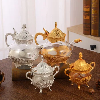 De Înaltă Calitate Din Aliaj De Sticlă Filtru De Cafea Set Nou Stil European, Casa De Ceai Ceainic Sugar Bowl Set De Aur Acasă Kung Fu TeaSetTeaPotSet