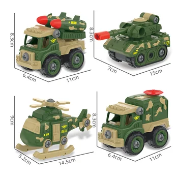 DIY de Mână Asamblat Jucării Masina Trage Înapoi Vehicul Militar Modelele Mini Rezervor Motocicleta de Jucarie Detasabila Copii Educative Jucarii
