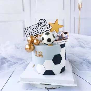 Fotbal Petrecere Cu Tema Cupcake Topper Happy Birthday Cake Topper Flage Pentru Copii, Băiat Ziua De Naștere Tort Petrecere Decoruri Consumabile Cadouri