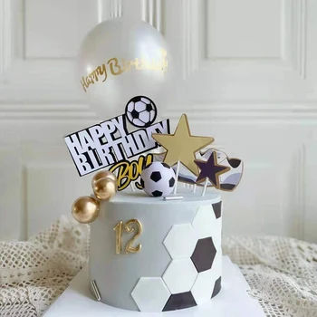 Fotbal Petrecere Cu Tema Cupcake Topper Happy Birthday Cake Topper Flage Pentru Copii, Băiat Ziua De Naștere Tort Petrecere Decoruri Consumabile Cadouri 2