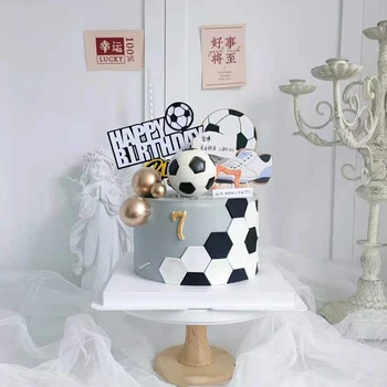 Fotbal Petrecere Cu Tema Cupcake Topper Happy Birthday Cake Topper Flage Pentru Copii, Băiat Ziua De Naștere Tort Petrecere Decoruri Consumabile Cadouri 3