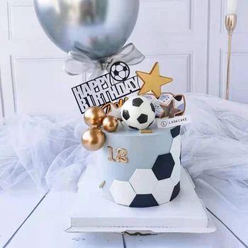 Fotbal Petrecere Cu Tema Cupcake Topper Happy Birthday Cake Topper Flage Pentru Copii, Băiat Ziua De Naștere Tort Petrecere Decoruri Consumabile Cadouri 5