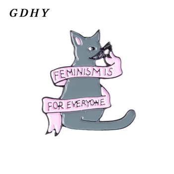 GDHY Drăguț Pisica Gri Broșe este pentru toată Lumea Email Ace de Pin Rever Tricou Sac Insigna de Bijuterii Cadou pentru Prieteni