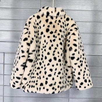 Iarna 2020 Moda Leopard Faux Blana Femei Paltoane Supradimensionate Îmbrăcăminte Exterioară Fete Moale Pufos Iepure Blană Jachete Paltoane Femei