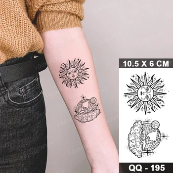 Impermeabil Tatuaj Temporar Autocolant Sun Moon Castelul Linie Simplă Copiii Brațul Tatuaj Body Art Tatuaj Fals Femei Bărbați