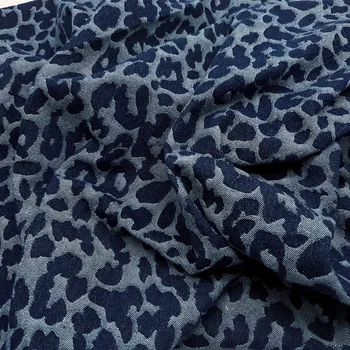 Jacquard Tesatura Denim De Metru pentru Cusut Blugi, Cămăși Îmbrăcăminte Paltoane Moda Spală Pânză Thickend Diy Negru cu imprimeu de Leopard