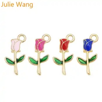 Julie Wang 4BUC Email Rose Farmecele de Flori Roz Roșu Albastru Aliaj Colier Bratara Cercei Bijuterii Accesorii 2