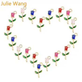 Julie Wang 4BUC Email Rose Farmecele de Flori Roz Roșu Albastru Aliaj Colier Bratara Cercei Bijuterii Accesorii 3