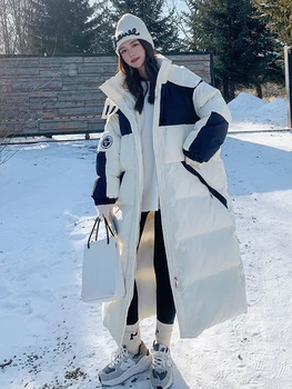 KBAT Supradimensionate Cald Hanorac Zăpadă Haina Femeilor 2022 Moda Îngroșa Iarna cu Gluga Lung Liber Sacou Feminin Vânt Cald Uza