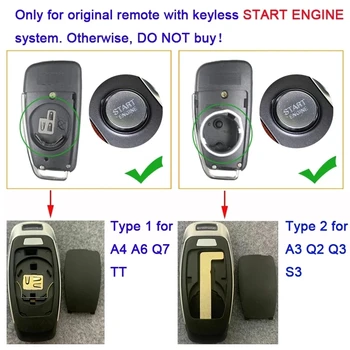 Keyecu Modernizate de acces fără cheie de la Distanță Cheie Shell Caz pentru Audi A3 A4 A6 A8 Q2 Q3 Q5 Q7 R3 RS3 RS5 TT cu pornirea Motorului Sistemul 3 Butoane